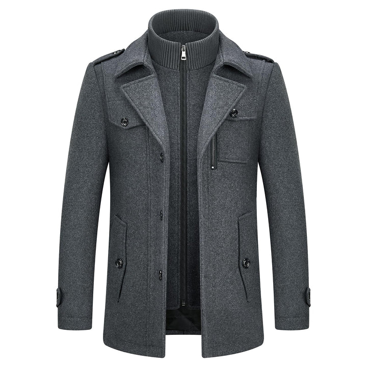 KUDORO Herren Wintermantel Wolle Kurzmantel Herren Wollmantel Mittellang Slim Fit für Business Freiz