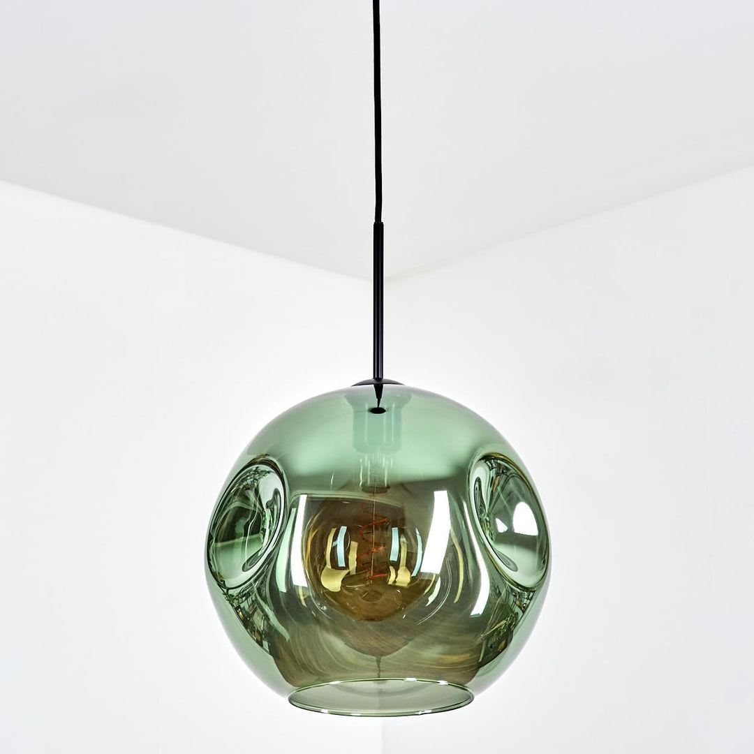 HOFSTEIN Hängeleuchte Ripoll, 1-flammige Hängelampe aus Metall/Glas in Schwarz/Grün, moderne Pendell