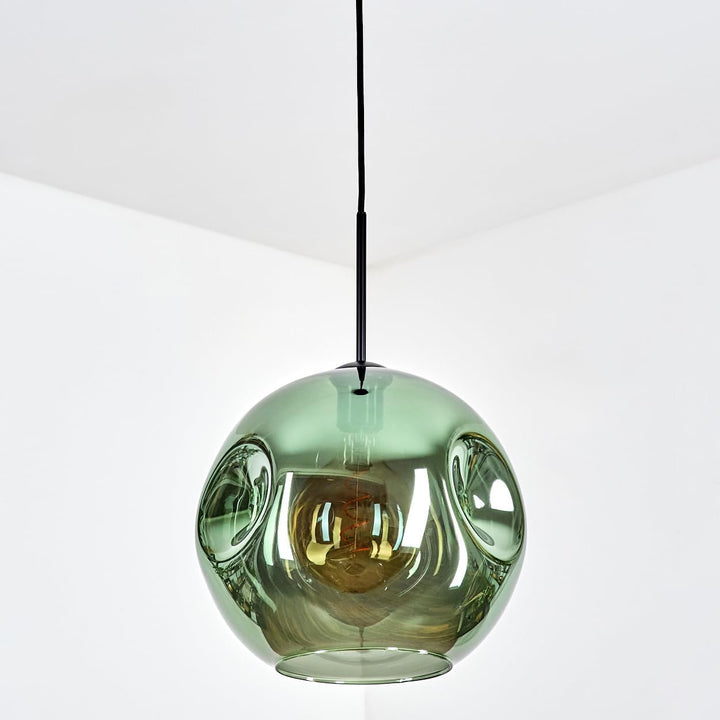 HOFSTEIN Hängeleuchte Ripoll, 1-flammige Hängelampe aus Metall/Glas in Schwarz/Grün, moderne Pendell