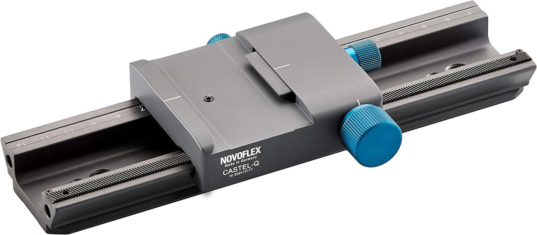 Novoflex Castel-Q Einstellschlitten, schwarz Fokussierregal mit QR-Basis, Fokussierregal mit QR-Basi