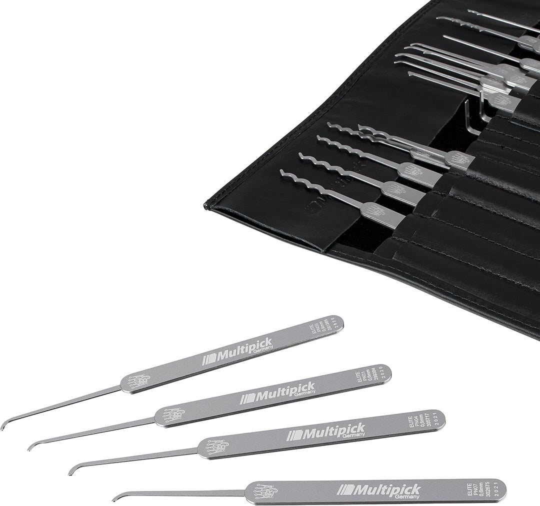 MULTIPICK ELITE 39 Profi Dietrich Set - [39 Teile | 0,4 + 0,6 mm] Made in Germany - Lockpick Tool, S