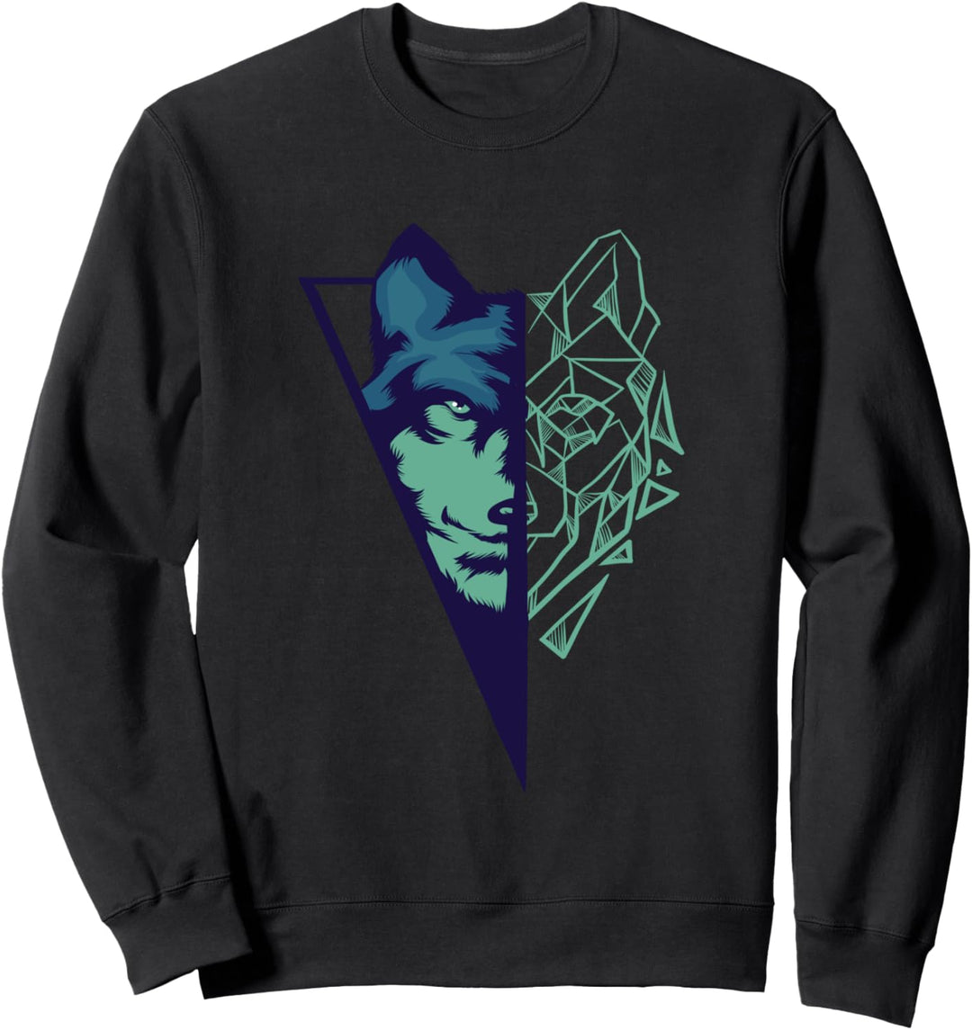 Wolf Geschenk Geometrische Wölfe Wandern Sweatshirt