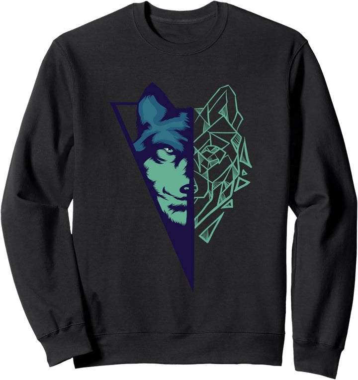 Wolf Geschenk Geometrische Wölfe Wandern Sweatshirt