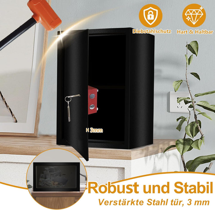 Tresor Safe Möbeltresor Feuerfest &amp; Wasserdicht (35x31x50 cm - XL) mit 2 Schlüsseln Geldschrank für