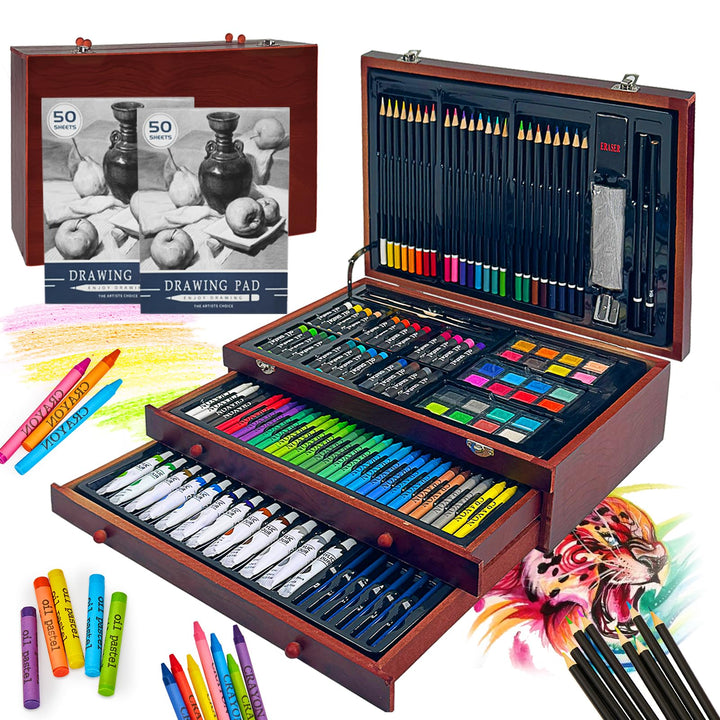 KINSPORY Premium Malkoffer Deluxe 175-teilig Malset für Kinder Anfänger Tolles Buntstifte Set, Wasse
