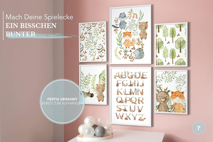 Papierschmiede® Bilder Kinderzimmer Kids Mood Poster Set Pfadfinder Tiere, Gerahmte Bilder fürs Kind
