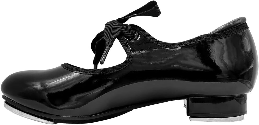 s.lemon Steppschuhe,Schwarz 2,5 cm Absatzhöhe Schnüren Stepp Schuhe für Kinder Erwachsene, Schwarz