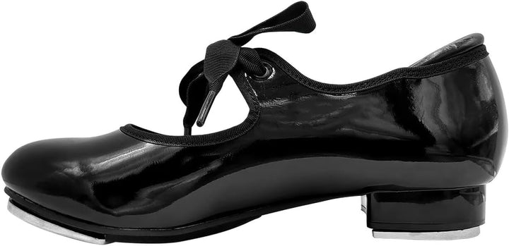 s.lemon Steppschuhe,Schwarz 2,5 cm Absatzhöhe Schnüren Stepp Schuhe für Kinder Erwachsene, Schwarz