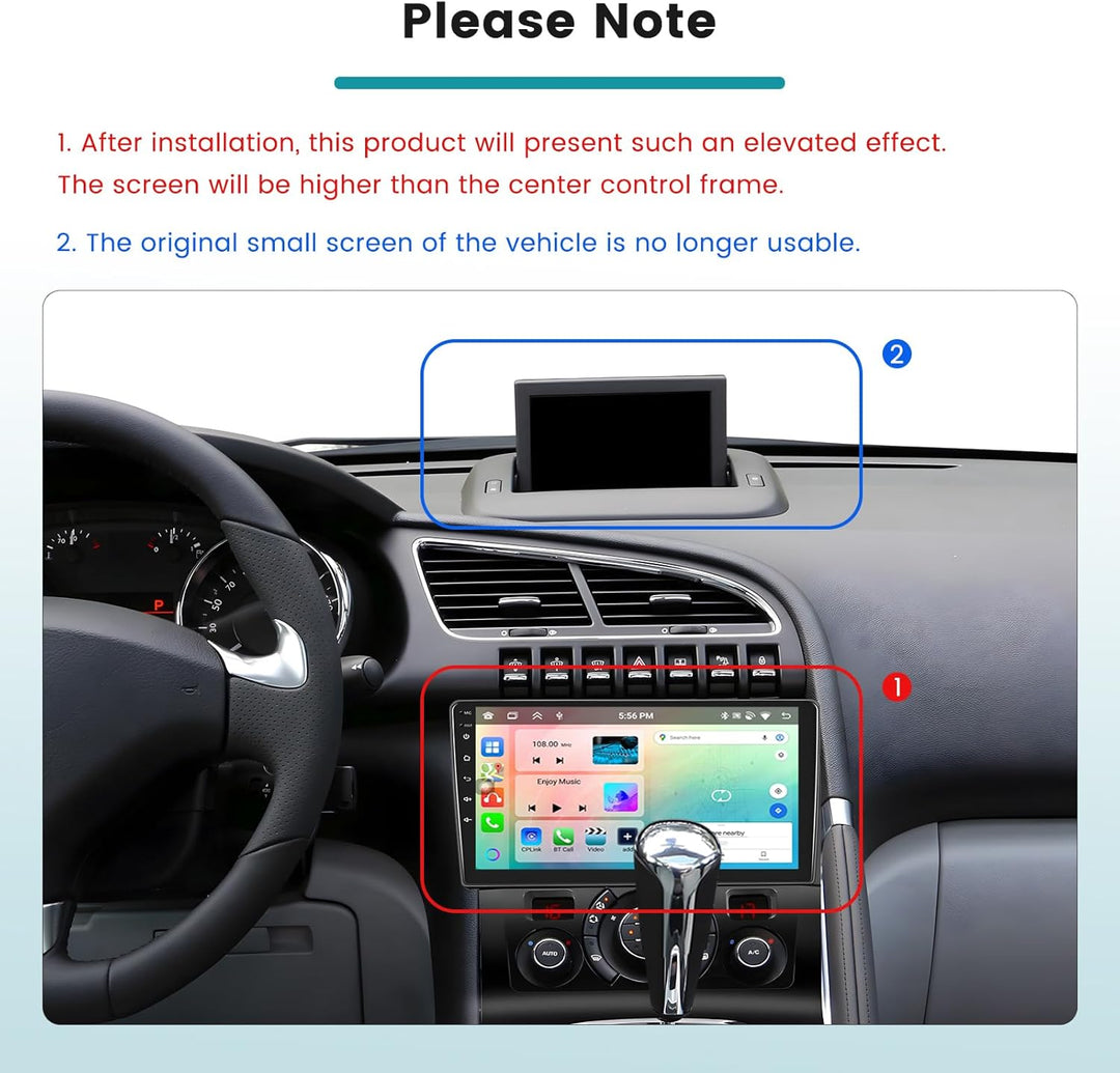 Hikity 2G 64G Android 15 Autoradio Für Peugeot 3008 2009-2015 mit Wireless Carplay Android Auto,9 Zo
