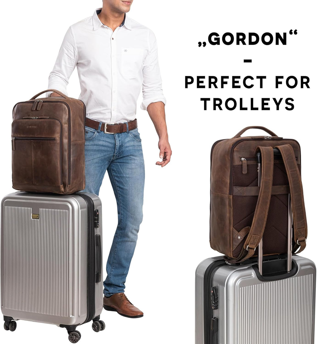STILORD 'Gordon' Rucksack Leder Herren und Damen Messenger Rucksack Laptop 17 Zoll Lederrucksack Dam