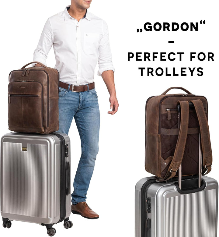 STILORD 'Gordon' Rucksack Leder Herren und Damen Messenger Rucksack Laptop 17 Zoll Lederrucksack Dam