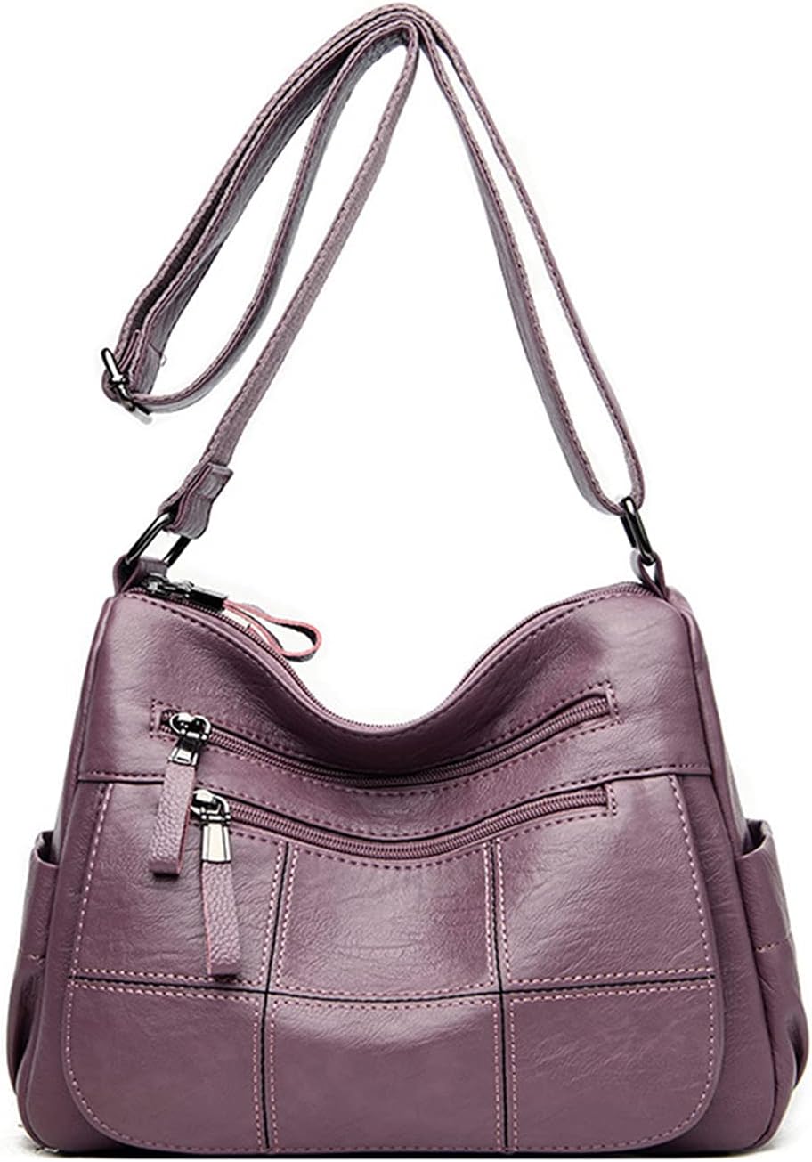 PORRASSO Retro Umhängetasche Damen Schultertasche Multi-Tasche Handtasche Weich Frauen PU Leder Schu