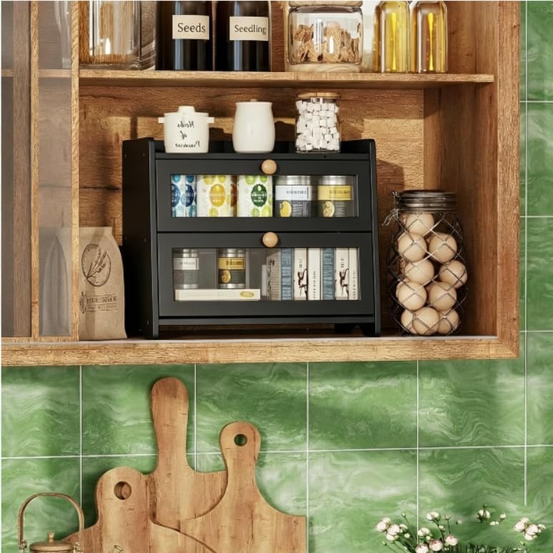 BAMBANG Brotkasten Bambus,Brotaufbewahrung Frischhalten Brotbehälter Brotschrank Bread Box Holz,Brot