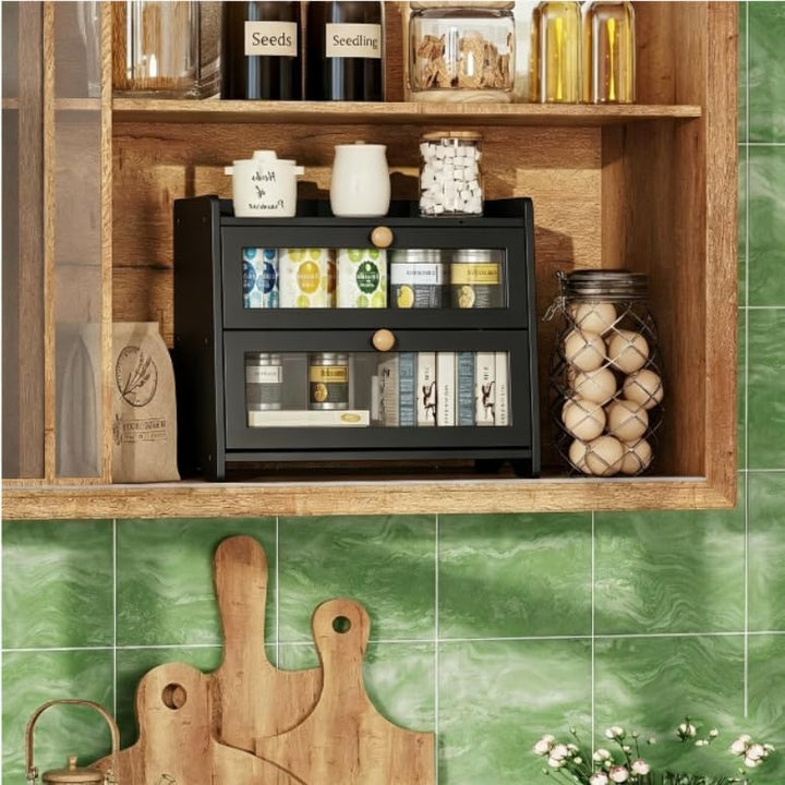 BAMBANG Brotkasten Bambus,Brotaufbewahrung Frischhalten Brotbehälter Brotschrank Bread Box Holz,Brot