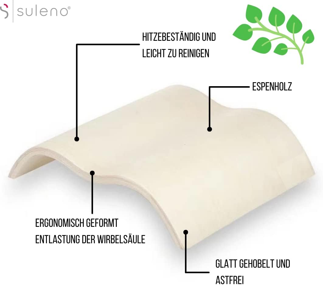 SULENO - Sauna Kopfstütze HELMI ergonomisch Kopfkissen Kopfkeil Nackenstütze Saunazubehör
