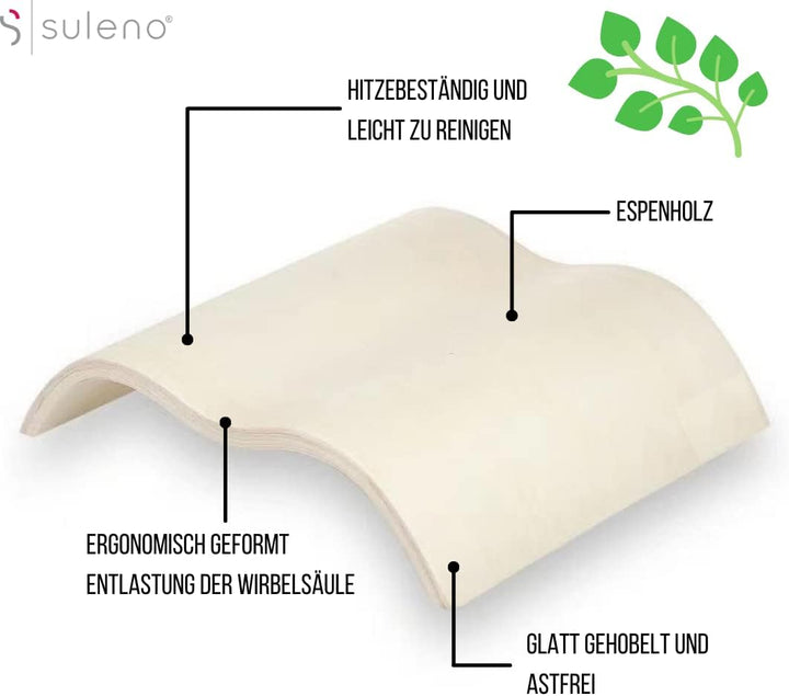 SULENO - Sauna Kopfstütze HELMI ergonomisch Kopfkissen Kopfkeil Nackenstütze Saunazubehör