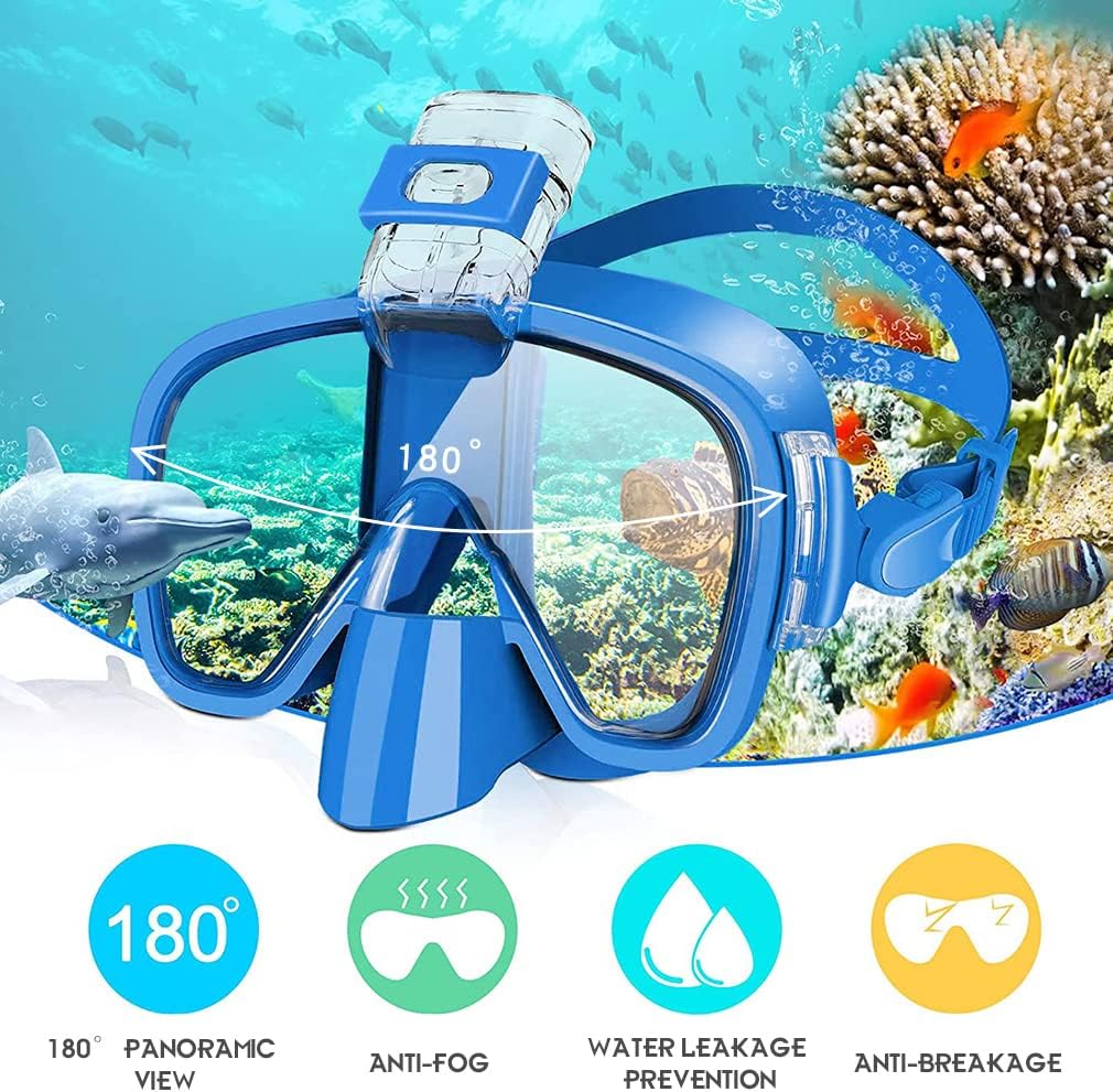 Opurtdor Taucherbrille Kinder Taucherbrille Erwachsene Schwimmbrille Tauchermaske 180° Panorama Sich