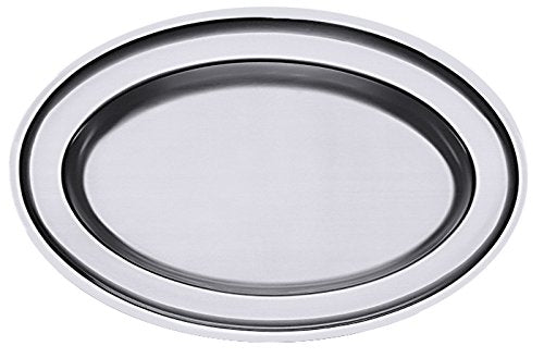 Bratenplatte, oval, aus Edelstahl 18/10, schwere Qualität, hergestellt auf Original-VDN®-Werkzeugen