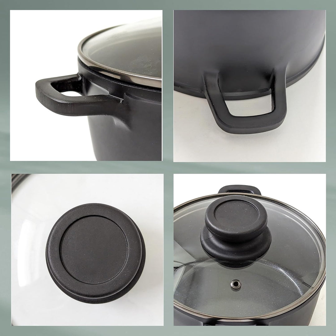 kela Fleischtopf 16 cm mit Glasdeckel ATURA, Kochtopf klein 1 Liter, Topf Induktion, Aluguss keramis