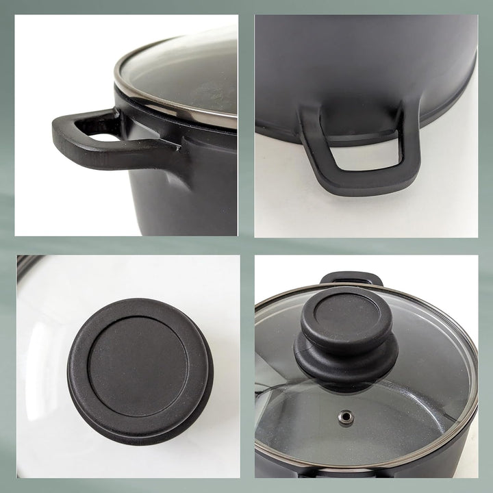 kela Fleischtopf 16 cm mit Glasdeckel ATURA, Kochtopf klein 1 Liter, Topf Induktion, Aluguss keramis