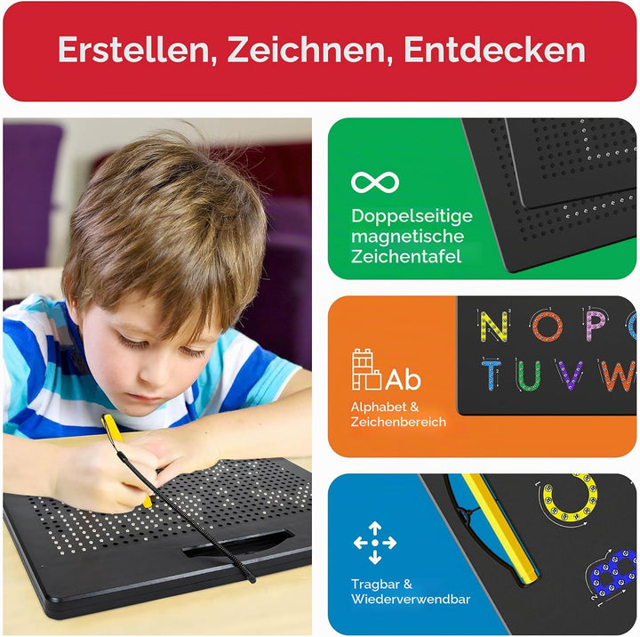 PicassoTiles 2-in-1 doppelseitiges magnetisches Zeichenbrett Kleinbuchstaben und Freestyle-Schreible