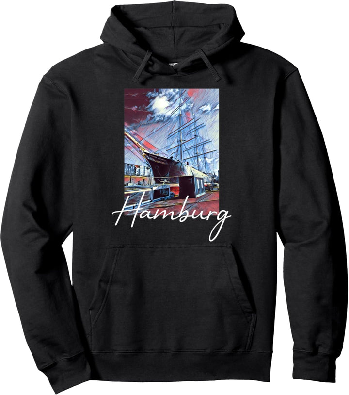 Hamburg mit Rickmer Rickmers Foto verfremdet Hamburg Urlaub Pullover Hoodie