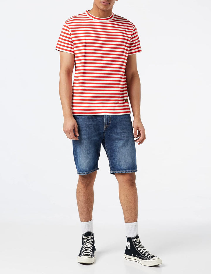 Kings of Indigo Herren Darius T-Shirt M Rot (Poppy Red Stripe 7904), M Rot (Poppy Red Stripe 7904)