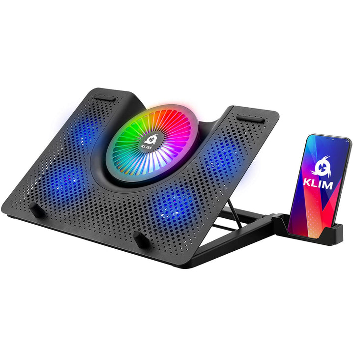 KLIM Nova + Laptop-RGB-Kühler- 11 bis 19 Zoll + Laptop-Gaming-Kühlung + USB-Lüfter + Stabil und leis