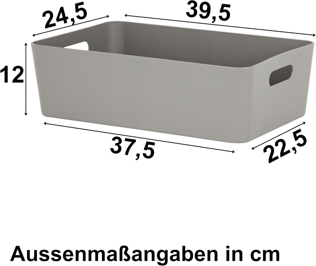 #11 2x Ordnungsbox - 12 cm hoch - taupe - 39,5x 25 cm - Ordnungskorb - Regalorganizer Wandregal 2 St