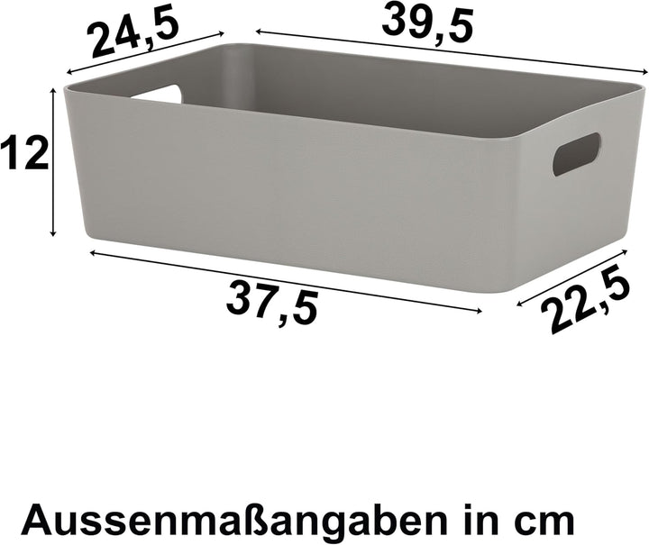 #11 4x Ordnungsbox - 12 cm hoch - taupe - 39,5x 25 cm - Ordnungskorb - Regalorganizer Wandregal 4 St