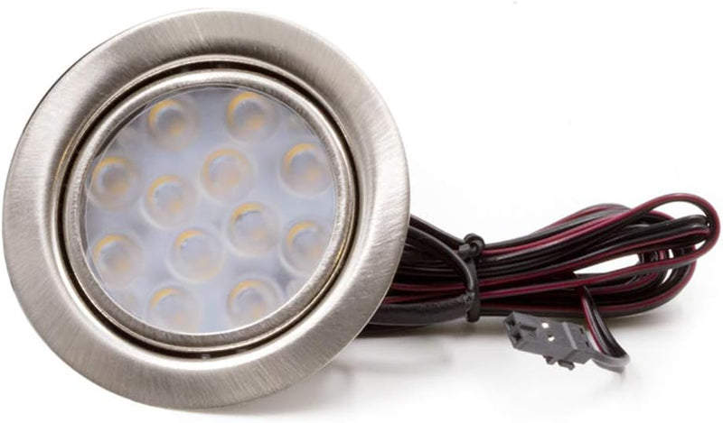 vislux 3er Set LED Möbelleuchte Einbaustrahler Edelstahl Gebürstet flach 3W warmweiss 3200K 200lm 12