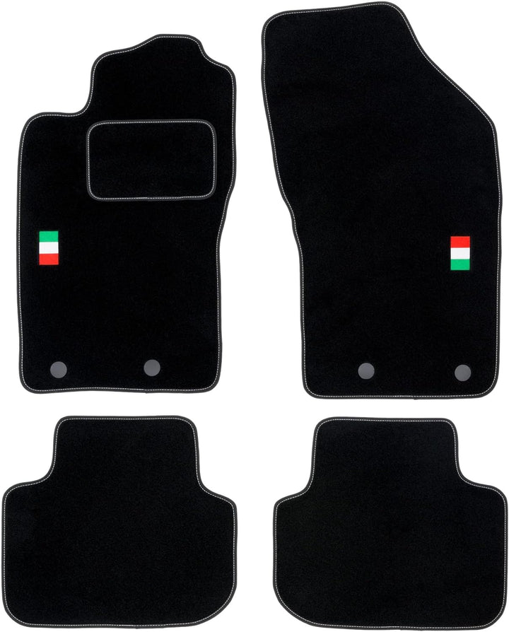 M MOTOS Personalisierte Velours-Fussmatten für Alfa Romeo 147 2000-2010 - Personalisierte, Matt, Wei