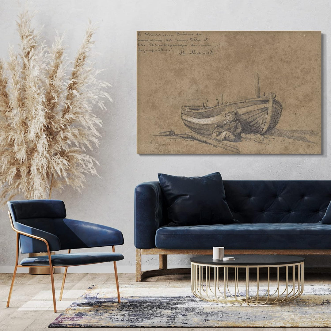 Leinwand (80x60cm): Claude Monet - Kind in einem Boot 80x60 cm, 80x60 cm