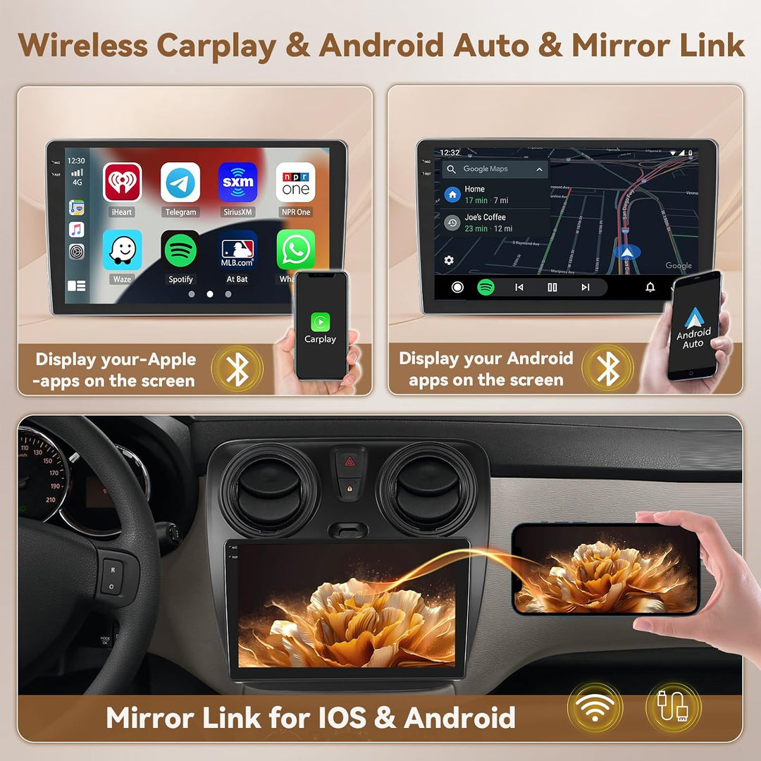 Hikity Android 15 4+64G Autoradio für Renault Lodgy 2021/Dokker 2012–2020 mit 9 Zoll Incell Touchscr