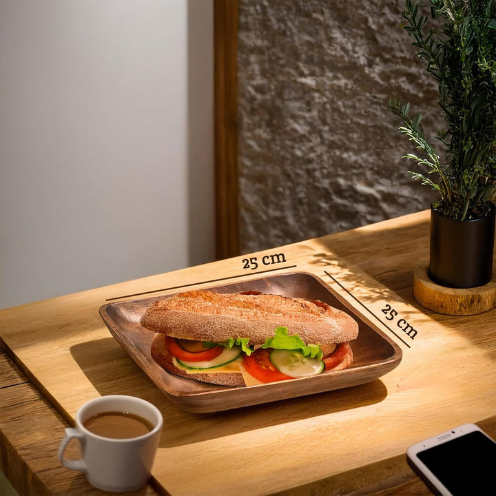 Premier Housewares Kora Servierplatte, Akazienholz, H4 x W25 x D25cm, Brown