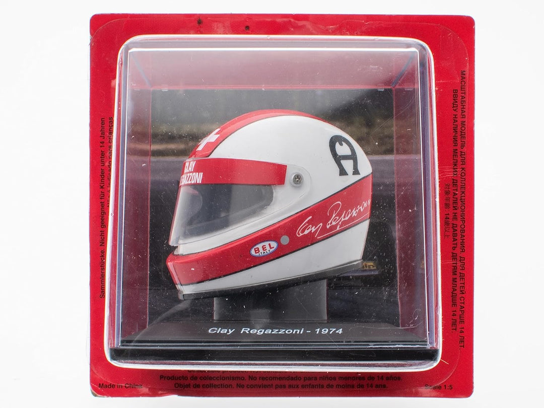 OPO 10 - Helmreproduktion im Massstab 1:5 des berühmten Ferrari F1-Formel-1-Fahrers: Clay Regazzoni