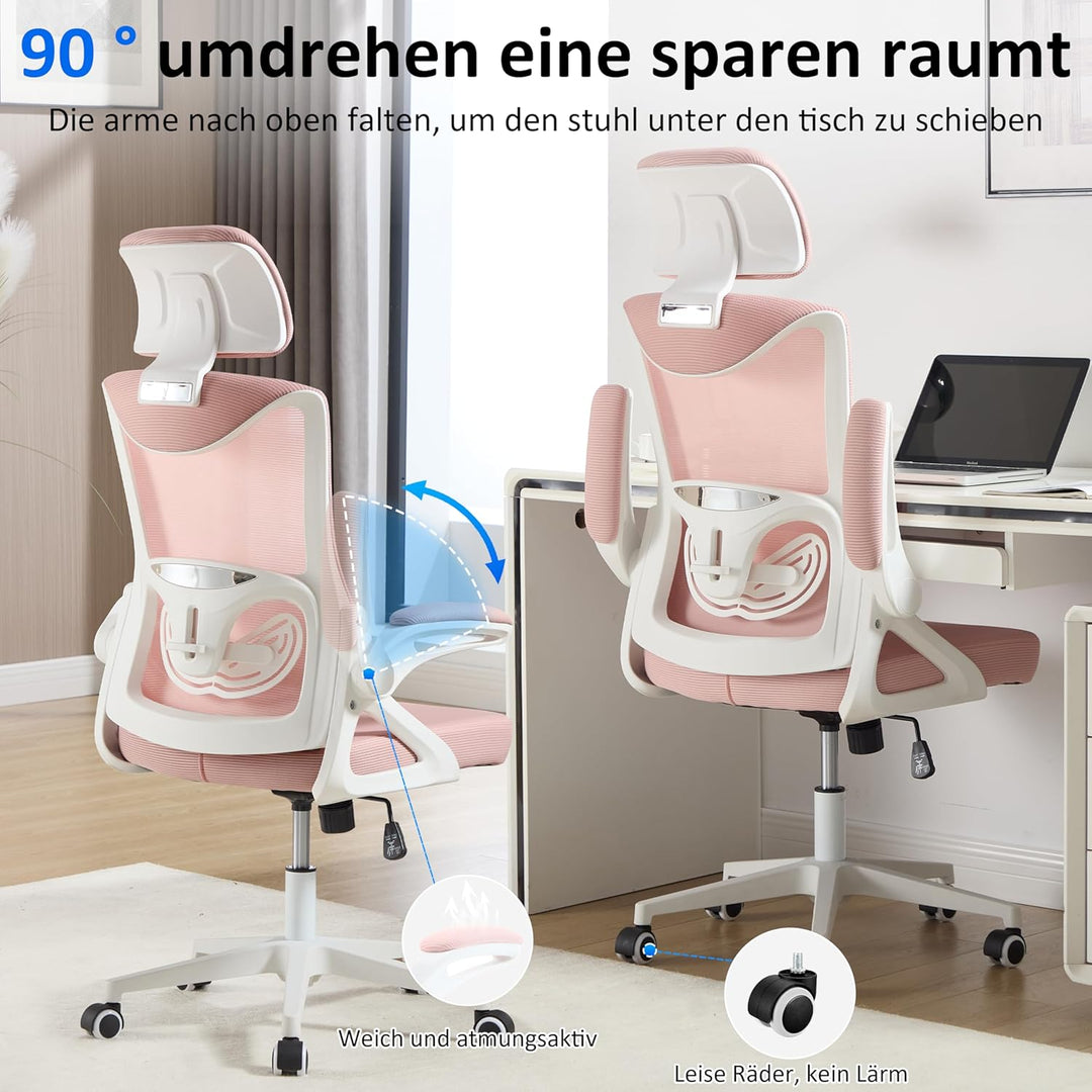 Fizzin Rosa Netz Ergonomischer Bürostuhl Schreibtischstuhl, Rosa