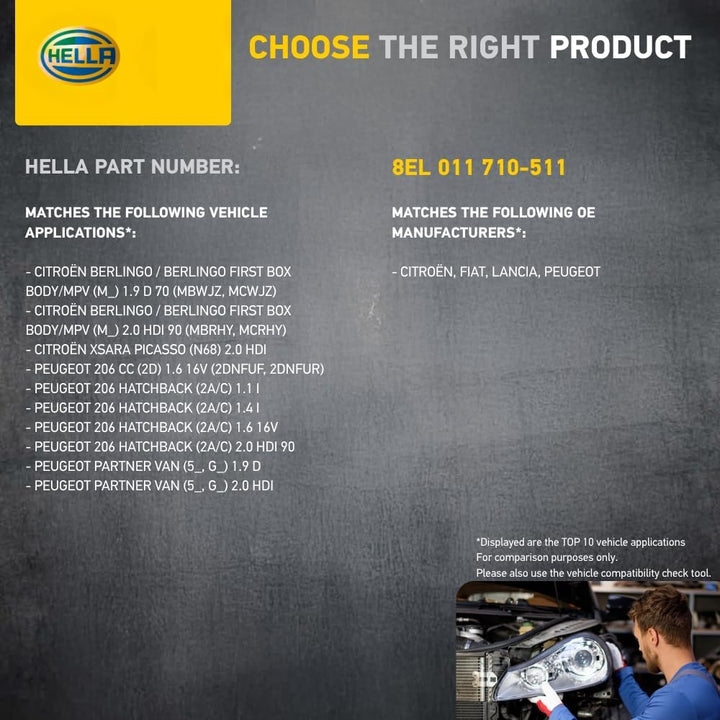 HELLA - Generator/Lichtmaschine - 14V - 90A - für u.a. Citroën Berlingo (M_) - 8EL 011 710-511