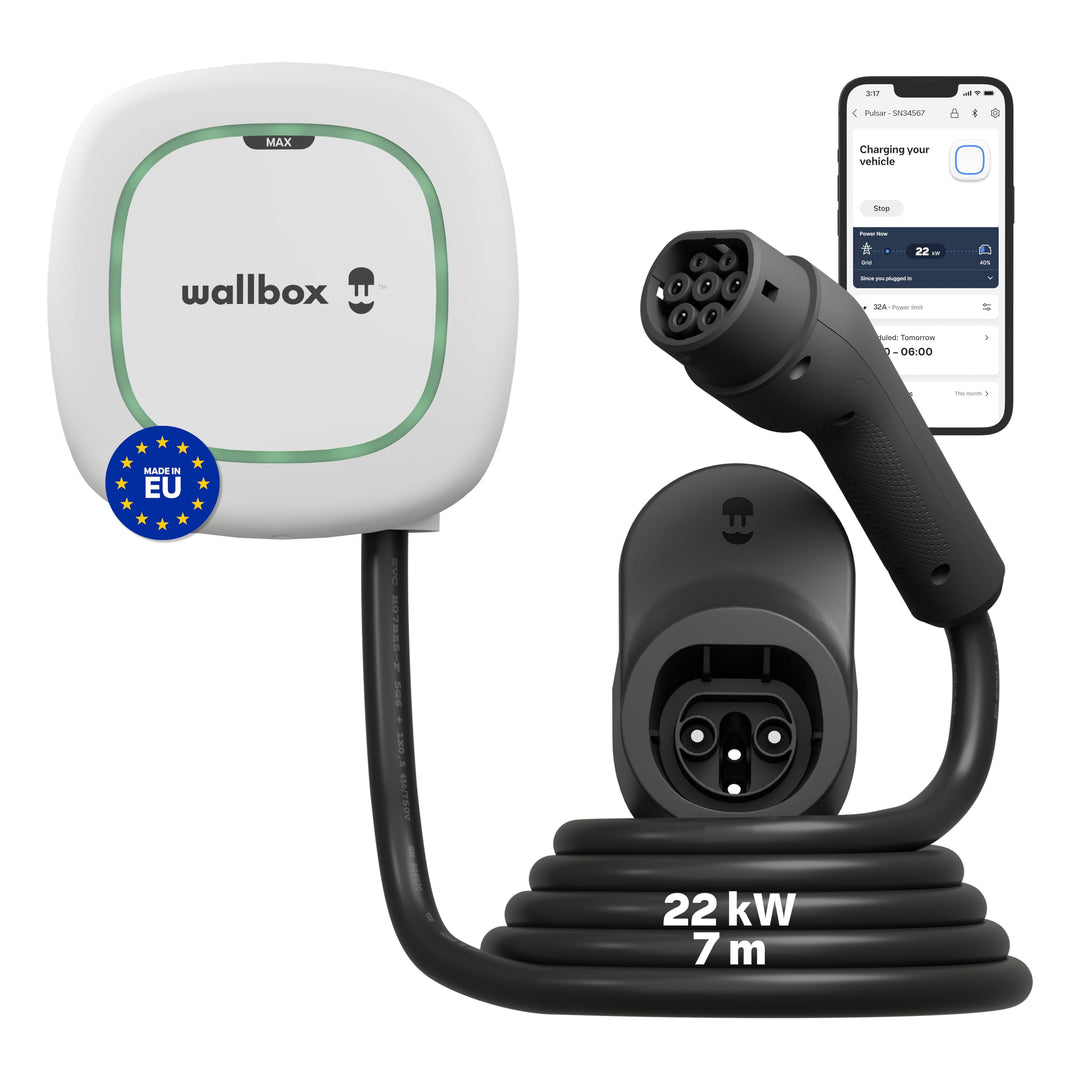 Wallbox Pulsar Max, Ladegerät für Elektrofahrzeuge (22 kW, Type 2, Wi-Fi, Bluetooth, OCPP, Innen/Aus