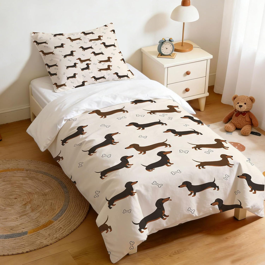 DJDEA Bettwäsche-Sets 135 x 200 cm Dog, Blau Einhorn-Bettwäsche-Set für Einzelbett mit Reissverschlu