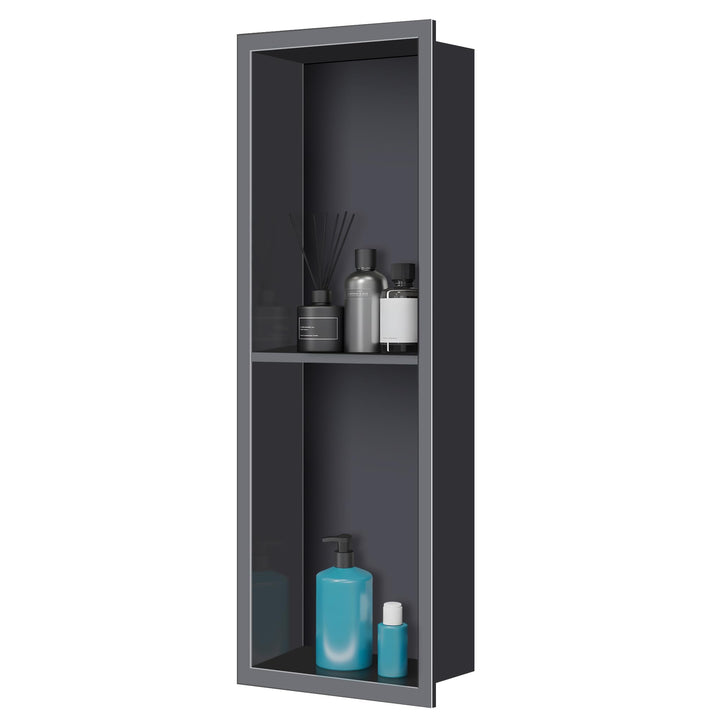 FTL Wandnische Dusche Edelstahl 20x60x10 cm,Schwarz Duschnische für Badezimmer,Keine Fliesen Erforde