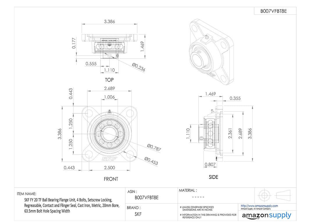 SKF fy-tf Serie Kugellager Flansch, Einheit, 4 Bolt Löcher, Wirbel Lock, regreasable, Kontakt und Fl