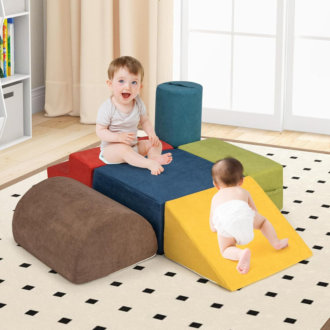 COSTWAY 6-TLG. Softbausteine, Schaumstoffbausteine zum Klettern und Krabbeln für Babys & Kleinkinder