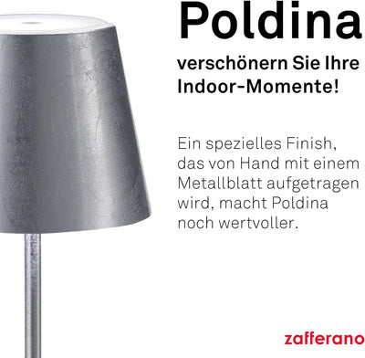 Zafferano Poldina Pro - Dimmbare LED-Tischlampe aus Aluminium, Schutzart IP54, Verwendung im Innen-/