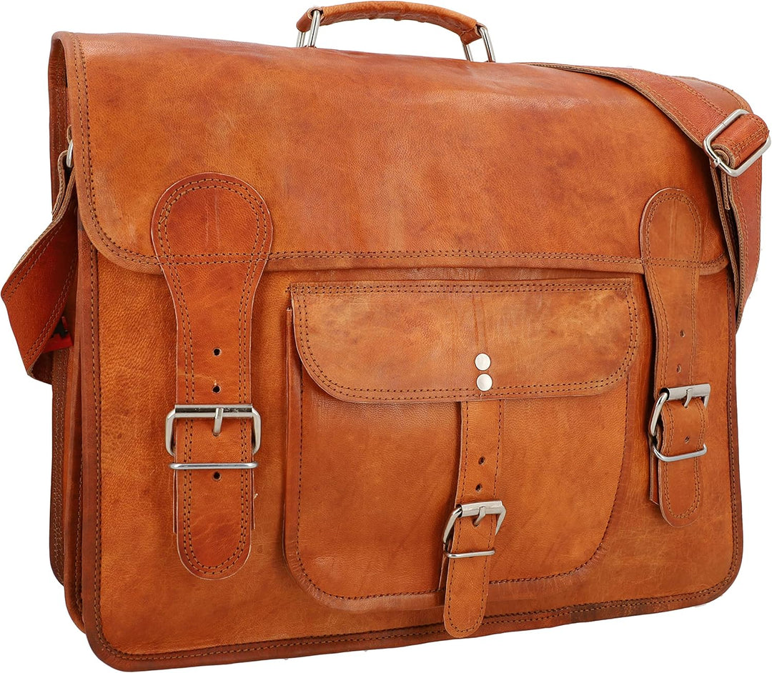 Gusti Umhängetasche Leder Leon Aktentasche Laptoptasche Braun