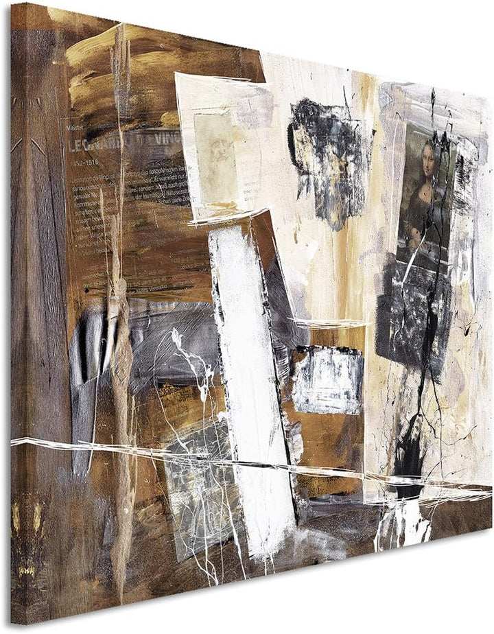 Paul Sinus Art 80x60cm Fotoleinwand Leinwanddruck Kunstdruck Wandbild grau braun beige Grunge