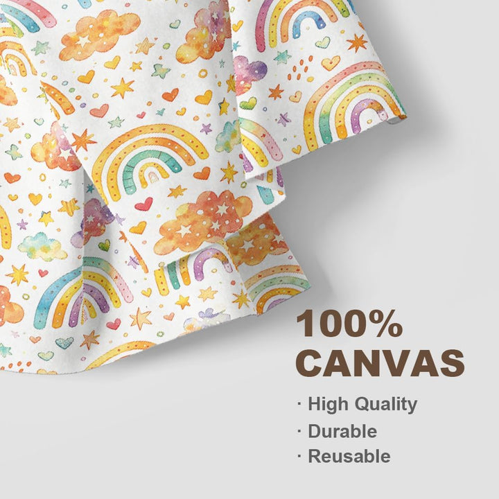 2 Stück Regenbogen Sonne Plastiktütenhalter Canvas 58.5x23cm Plastiktüten Einkaufstüten Halter Organ