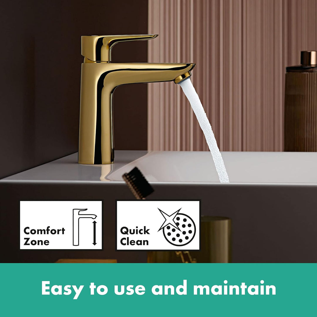 hansgrohe Wasserhahn Talis E CoolStart (Armatur mit Auslauf Höhe 110 mm), Einhebel-Waschtischmischer