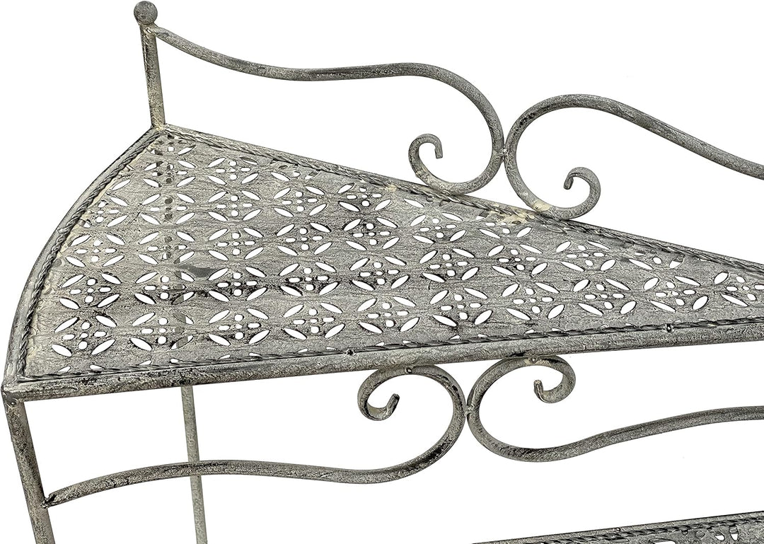 DanDiBo Blumentreppe Innen Metall Weiss Grau 55 cm Blumenständer mit 3 Ablagen 96125 Blumenständer B