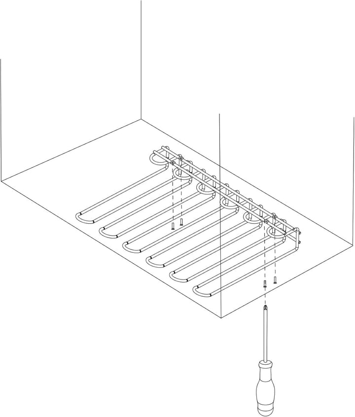 Emuca - Gläserhalter mit 5 Zeilen für Möbel, Gläserschiene für Regale oder Bars, 320 mm, Stahl, verc